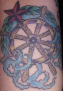 Nautical Wheel Tattoo with North Star