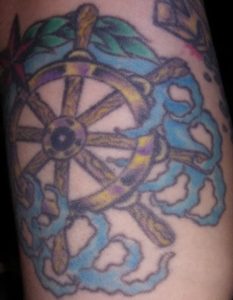 Nautical Wheel Tattoo with North Star