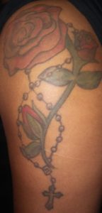 Heart and Rosary tattoo