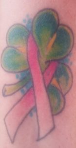 Irish Clover and Breast Cancer Awareness tattoo