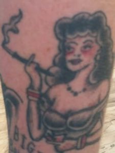 Girl Smoking a cigarette and drinking a cocktail tattoo