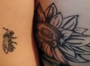 Sun Flower and Bee Tattoo