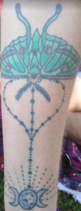 Moth witches moon tattoo