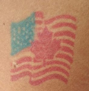 Maple Leaf in American Flag tattoo