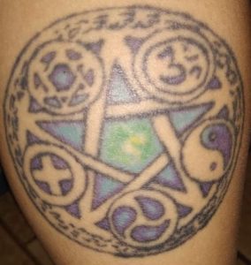 Wiccan pagan pentagram tattoo