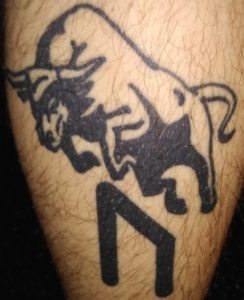 Uruz and bull tattoo